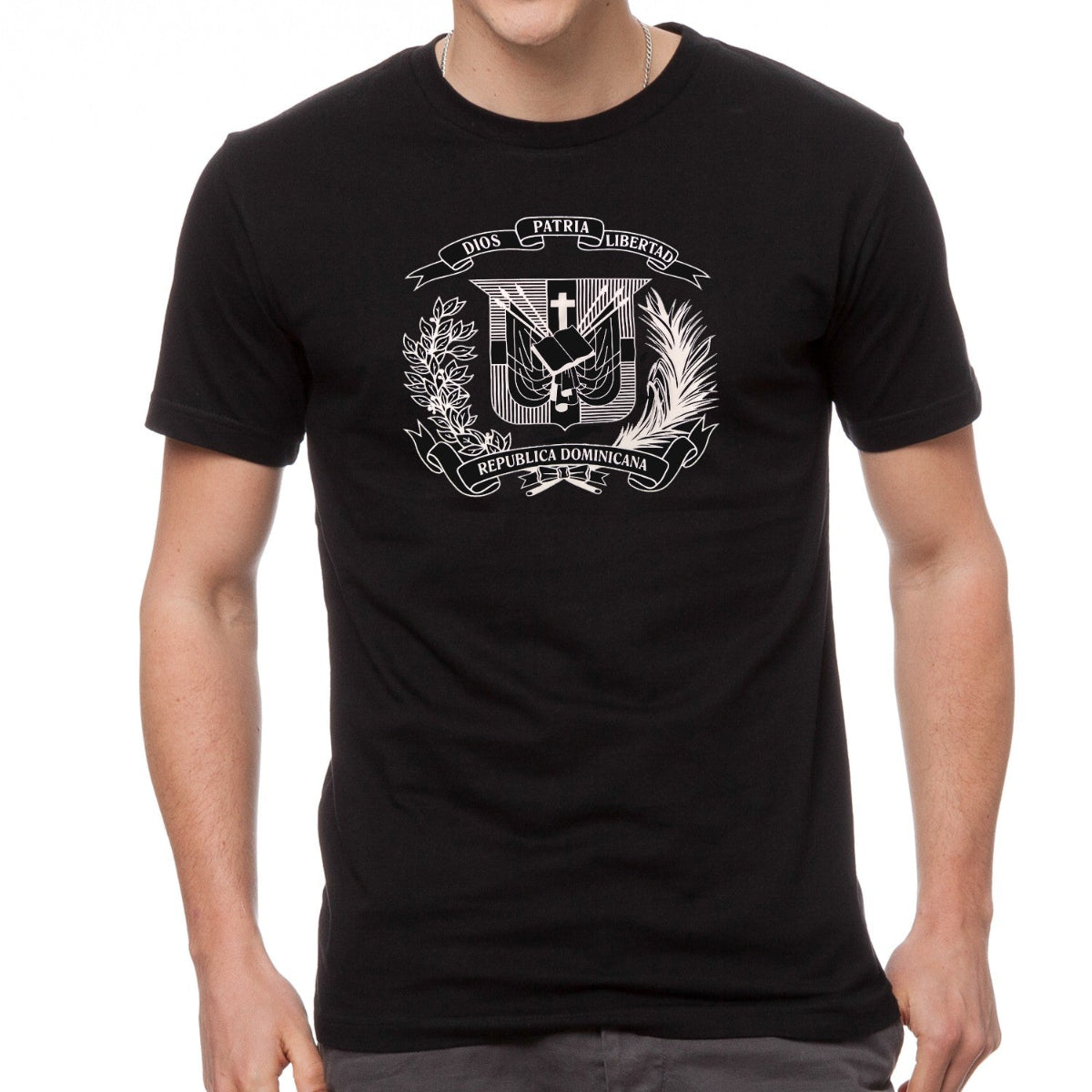 Dominican Shield Premium T-Shirt Design Light Silver Foil – Light and Soft