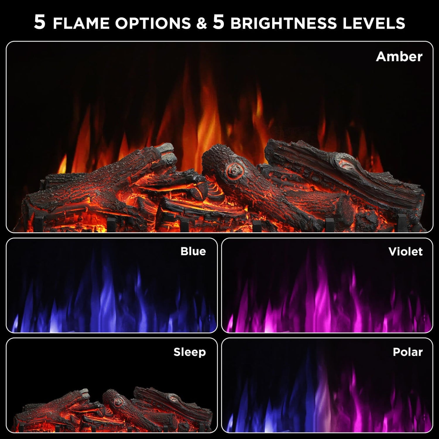 Eternal Flame EF26-LG Smart Electric Fireplace Logs, WiFi Enabled