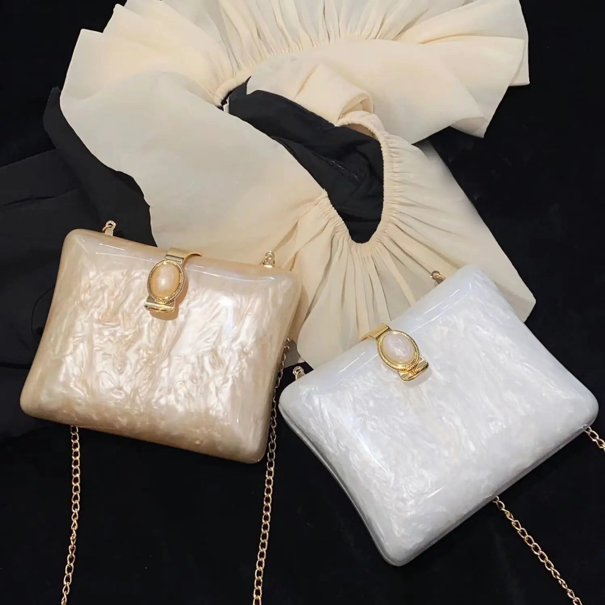 Luxury Pearl White Acrylic Evening Bag for Women