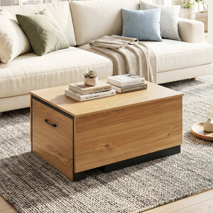 Extendable Coffee table with Concealed Storage Compartment-Natural