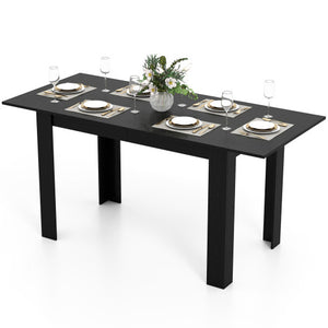 Extendable Dining Table for 4-8 People 47"-62" Large Rectangular Kitchen Table-Black