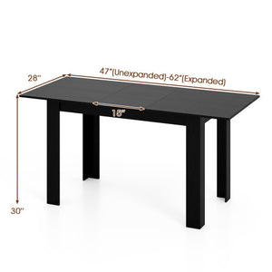 Extendable Dining Table for 4-8 People 47"-62" Large Rectangular Kitchen Table-Black