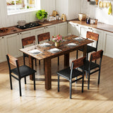Extendable Dining Table for 4-8 People 47"-62" Large Rectangular Kitchen Table-Rustic Brown