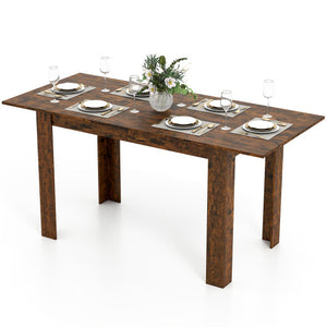 Extendable Dining Table for 4-8 People 47"-62" Large Rectangular Kitchen Table-Rustic Brown