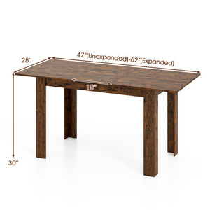 Extendable Dining Table for 4-8 People 47"-62" Large Rectangular Kitchen Table-Rustic Brown