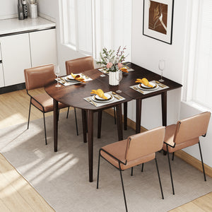 Extendable Dining Table Set with 2 Half-Round and 1 Rectangular Tables-Walnut