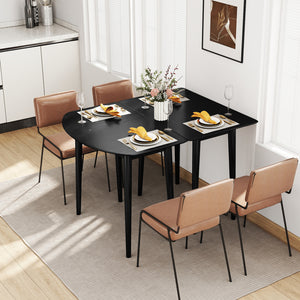 Extendable Dining Table Set with 2 Half-Round and 1 Rectangular Tables-Black