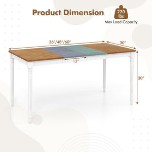 Extendable Dining Table with Rubber Wood Legs for 4-8 People-White