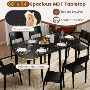 Extendable Oval Dining Table Set with 2 Half-Round Tables for 4-6 People-Black