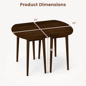 Extendable Oval Dining Table Set with 2 Half-Round Tables for 4-6 People-Walnut