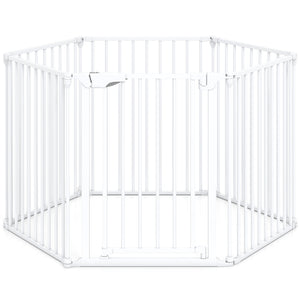 Extra Wide Baby Gate Fits 34.5-154" Openings 6-Panel Adjustable Pet Safety Fence-White