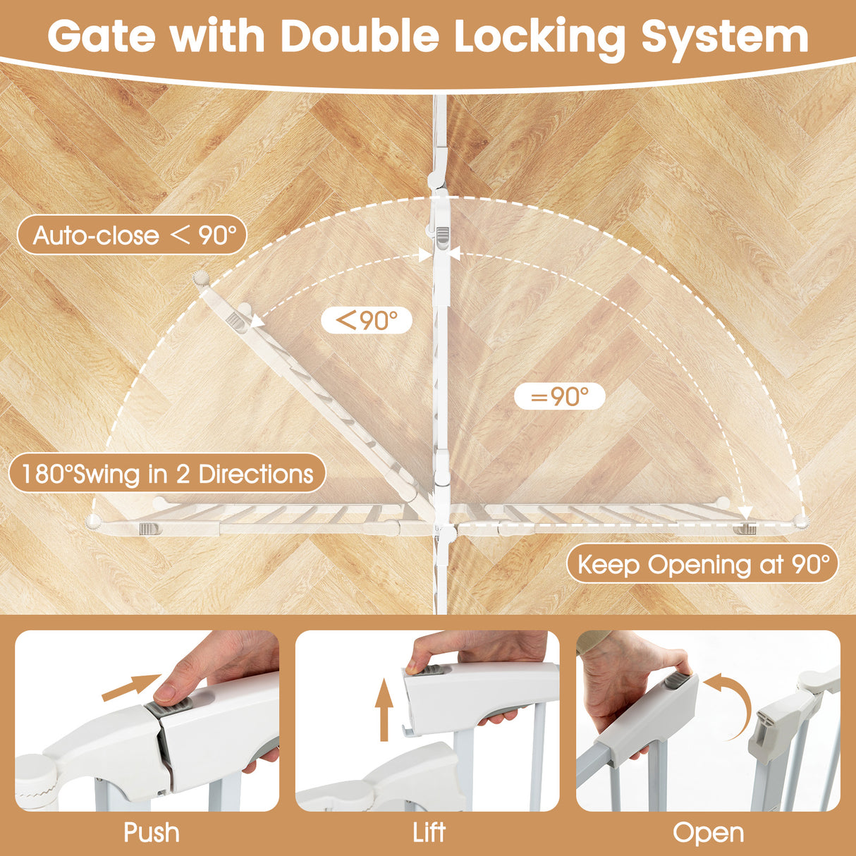 Extra Wide Baby Gate Fits 34.5-154" Openings 6-Panel Adjustable Pet Safety Fence-White