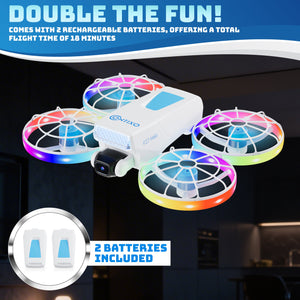 Contixo F27 Halo Mini Foldable Drone With 4.3" Screen Remote, LED Light-Up, HD Dual Camera 720P, Optical Flow Hover, One-Key Takeoff/Landing, 360° Stunts, 350 Ft Range