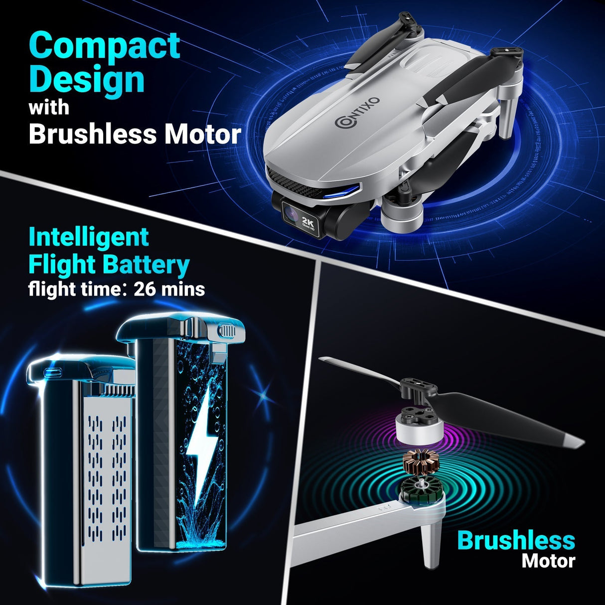 Contixo F28 Foldable Drone With 2K FHD Camera and Carrying Case