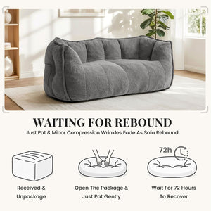 Pamapic 2-Seat Big Teddy Fabric Bean Bag Couch for Dorm Room & Bedroom