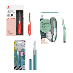 Pursonic Beauty Precision Bundle – Multi-Purpose Hair Trimmer, Heated Eyelash Curler & Dermaplaning Hair Remover Tool by Pursonic