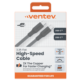 Ventev Chargesync Flat USB C to USB C 3.3ft - Boxed by Ventev
