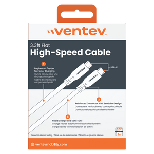 Ventev Chargesync Flat USB C to USB C 3.3ft - Boxed by Ventev