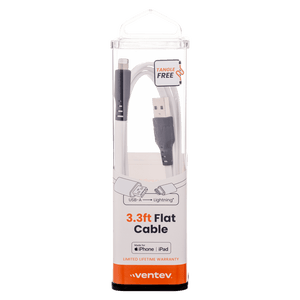 Ventev Chargesync Flat USB A to Apple Lightning Cable 3ft by Ventev