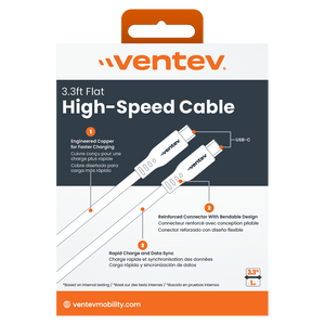 Ventev Chargesync Flat USB C to USB C 3.3ft - Boxed by Ventev