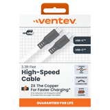 Ventev Chargesync Flat USB C to USB C 3.3ft - Boxed by Ventev