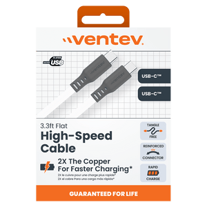 Ventev Chargesync Flat USB C to USB C 3.3ft - Boxed by Ventev