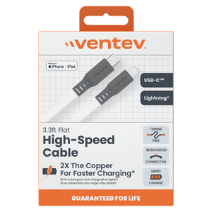 Ventev Chargesync Flat USB C to Apple Lightning 3.3ft - Boxed by Ventev