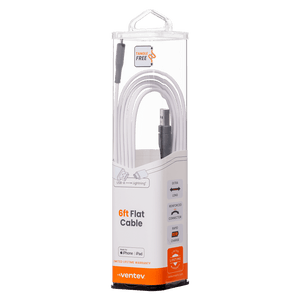 Ventev ChargeSync Flat USB A to Apple Lightning Cable 6ft by Ventev
