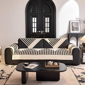 Vertical Stripes Sectional Sofa Cover Slipcover - Non-Slip, Fits L-Shape Couches