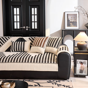 Vertical Stripes Sectional Sofa Cover Slipcover - Non-Slip, Fits L-Shape Couches