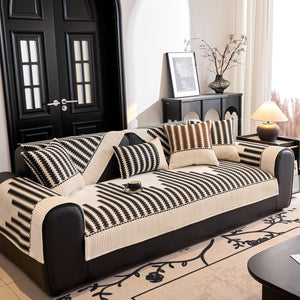 Vertical Stripes Sectional Sofa Cover Slipcover - Non-Slip, Fits L-Shape Couches