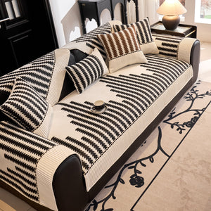 Vertical Stripes Sectional Sofa Cover Slipcover - Non-Slip, Fits L-Shape Couches