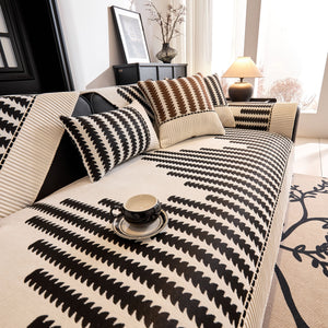 Vertical Stripes Sectional Sofa Cover Slipcover - Non-Slip, Fits L-Shape Couches