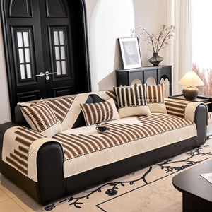 Vertical Stripes Sectional Sofa Cover Slipcover - Non-Slip, Fits L-Shape Couches