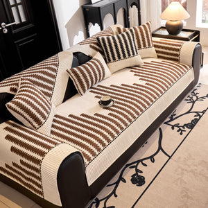 Vertical Stripes Sectional Sofa Cover Slipcover - Non-Slip, Fits L-Shape Couches