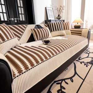Vertical Stripes Sectional Sofa Cover Slipcover - Non-Slip, Fits L-Shape Couches