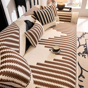 Vertical Stripes Sectional Sofa Cover Slipcover - Non-Slip, Fits L-Shape Couches