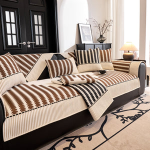 Vertical Stripes Sectional Sofa Cover Slipcover - Non-Slip, Fits L-Shape Couches