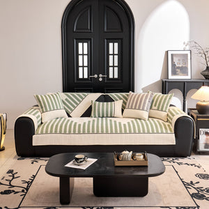 Vertical Stripes Sectional Sofa Cover Slipcover - Non-Slip, Fits L-Shape Couches