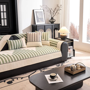 Vertical Stripes Sectional Sofa Cover Slipcover - Non-Slip, Fits L-Shape Couches