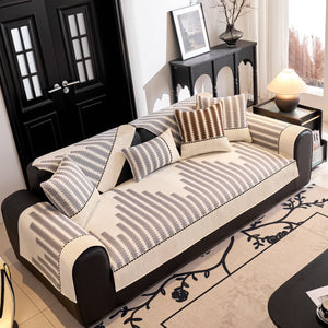 Vertical Stripes Sectional Sofa Cover Slipcover - Non-Slip, Fits L-Shape Couches