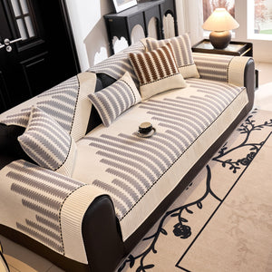 Vertical Stripes Sectional Sofa Cover Slipcover - Non-Slip, Fits L-Shape Couches