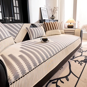 Vertical Stripes Sectional Sofa Cover Slipcover - Non-Slip, Fits L-Shape Couches