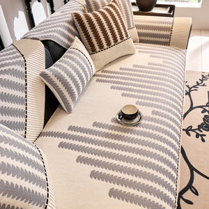 Vertical Stripes Sectional Sofa Cover Slipcover - Non-Slip, Fits L-Shape Couches