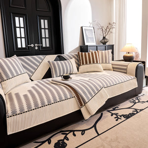 Vertical Stripes Sectional Sofa Cover Slipcover - Non-Slip, Fits L-Shape Couches