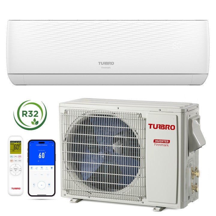 Finnmark 24000 BTU WiFi Ductless Mini Split AC with Heat Pump, 230V (R32)