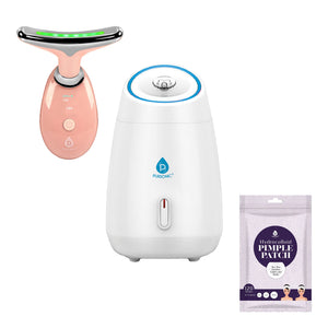 Pursonic Complete At-Home Facial Spa Bundle – Facial Steamer, 7-in-1 LED Light Therapy Device & Hydrocolloid Pimple Patches by Pursonic