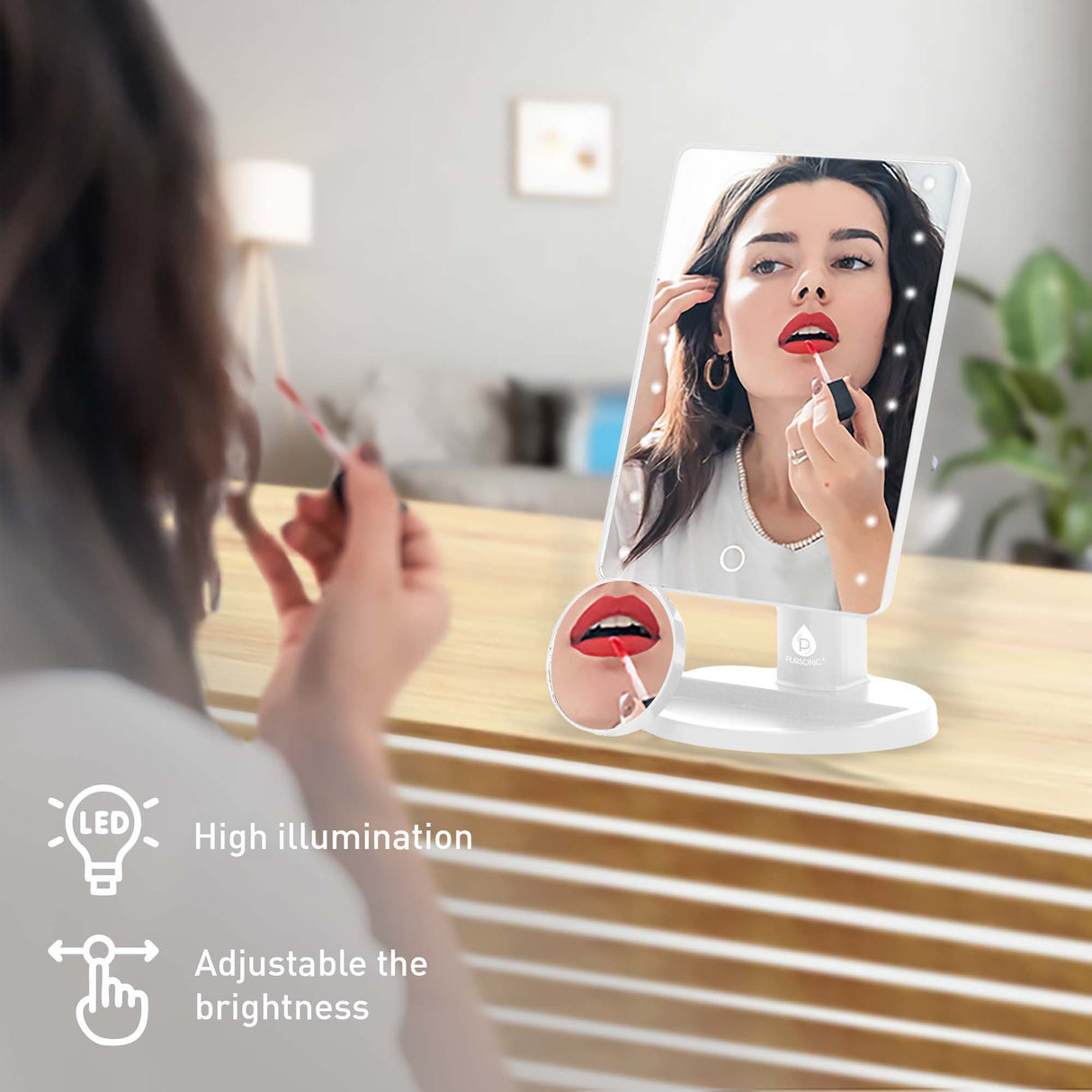 Refined Brilliance Pro 14" LED Mirror & Pursonic LED Vanity Mirror