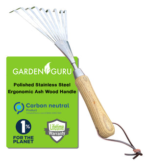 Hand Rake (classic wood handle) by Garden Guru
