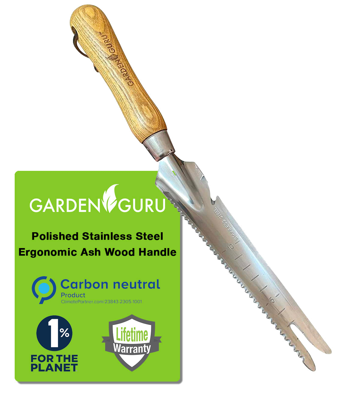 5 in 1 Weeder Trowel (classic wood handle) by Garden Guru